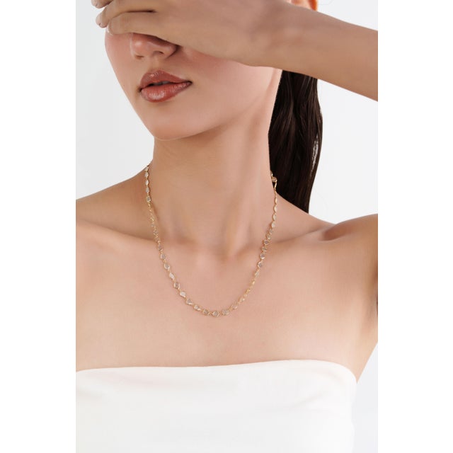 18k Yellow Gold 4.27ct Natural Uncut Diamond Slice Station Necklace 18 Inches For Sale In New York - Image 6 of 14