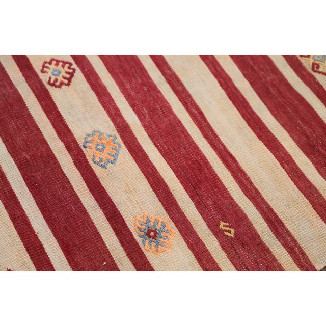 1960s Hand-Knotted Ottoman Empire Striped Natural Wool Kilim Rug For Sale - Image 4 of 9