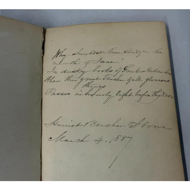 Mid 19th Century Antique 1867 Harriet Beecher Stowe Signed 1st Ed Book - Religious Poems - Autographed Stanza For Sale - Image 5 of 15