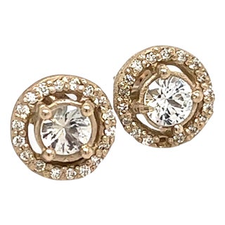 Natural Sapphire Diamond Stud Earrings 14k W Gold 0.83 TCW Certified For Sale