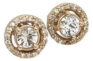 Natural Sapphire Diamond Stud Earrings 14k W Gold 0.83 TCW Certified