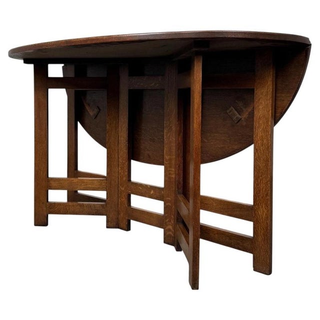 Antique Early 20th Century Arts and Crafts Oak Gateleg Side Table For Sale - Image 10 of 12