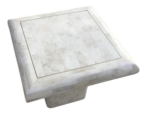 Postmodern Pedestal End Table in Tessellated Stone Maitland-Smith