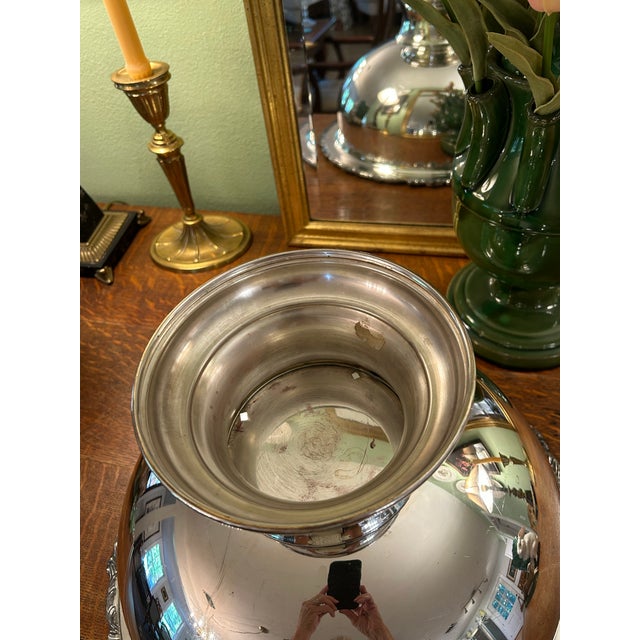 Vintage Silver Plate Over Copper 16.5” Rococo Style Punch Bowl For Sale - Image 10 of 10