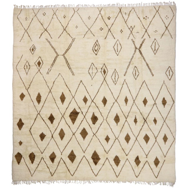 2010s Large Neutral Berber Moroccan Rug, 14'11 X 15'10 For Sale - Image 9 of 9
