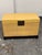 Design Plus Gallery presents a Vintage Chinese Lift-Top Yellow Leather Trunk. This rectangular trunk is wrapped in leather...