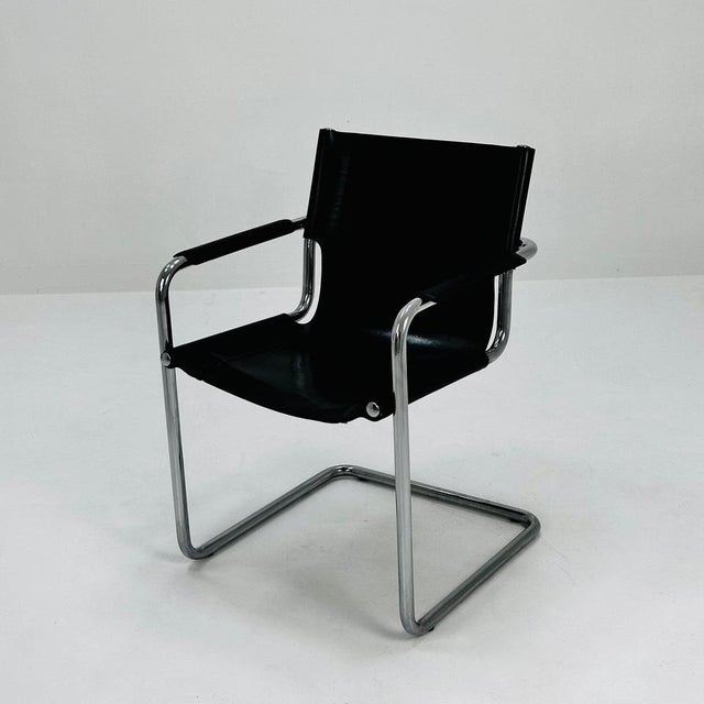 Vintage Italian Visitor Chair in Black Leather by Marcel Breuer, 1980s For Sale - Image 11 of 11