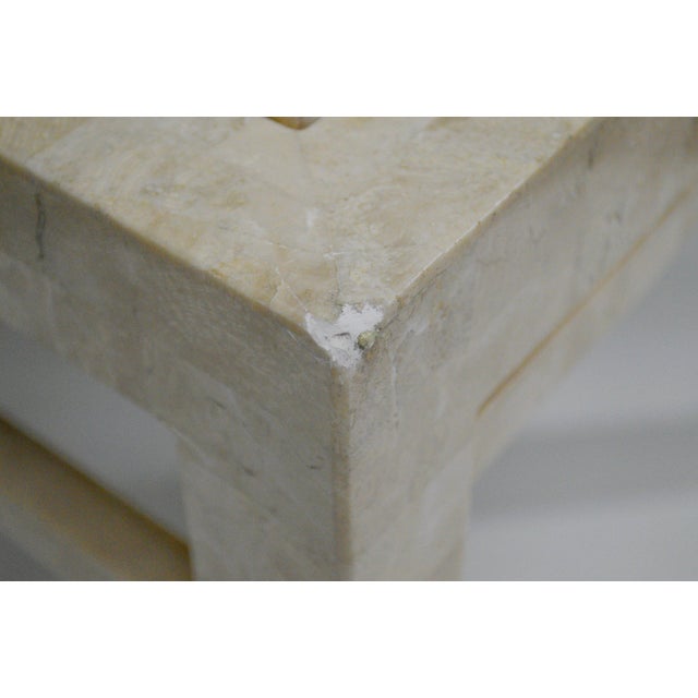 Cream 1980s Maitland Smith Style Tessellated Fossil Stone Regency Style Chair For Sale - Image 8 of 11