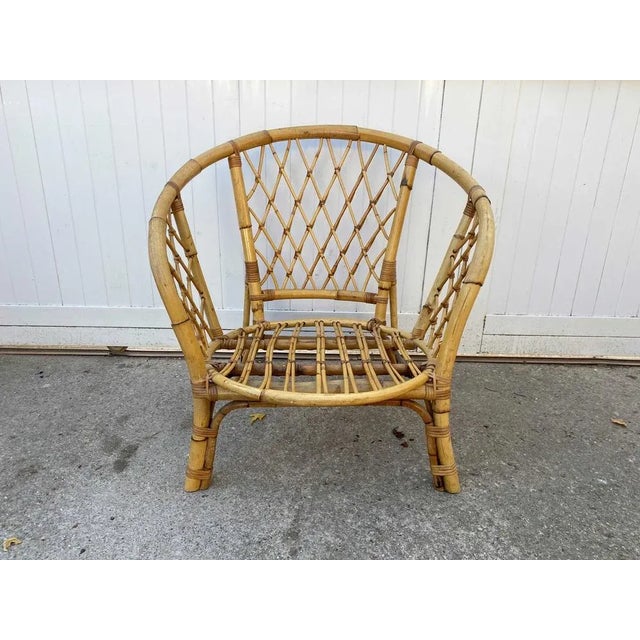 Vintage Rattan Corbeille Armchair, 1970 For Sale - Image 9 of 13