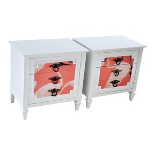 1980s John Widdicomb Hand Painted Night Tables - a Pair For Sale