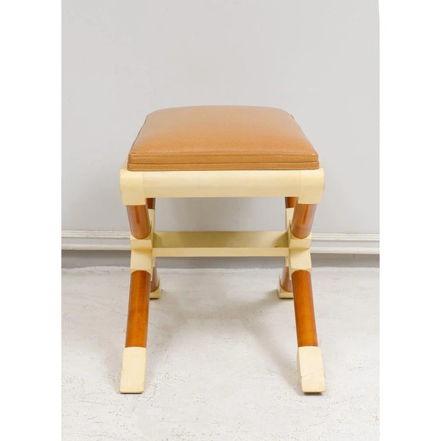 Bespoke Pair of Georgetta Parchment X-Frame Benches For Sale In New York - Image 6 of 9