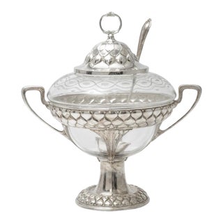 Art Nouveau Silver Plate & Crystal Punch Bowl WMF For Sale