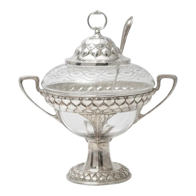 Art Nouveau Silver Plate & Crystal Punch Bowl WMF For Sale