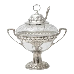 Art Nouveau Silver Plate & Crystal Punch Bowl WMF