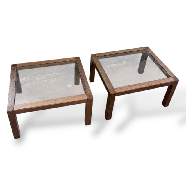Mid-Century Modern Italian Walnut and Smoked Glass Coffee Tables, Set of 2 For Sale - Image 6 of 8