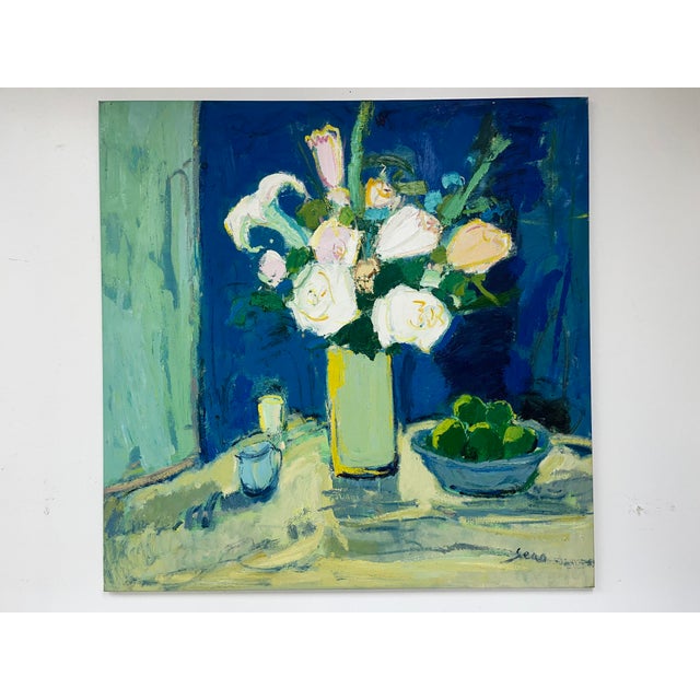 This large-scale original oil painting offers a fresh take on the traditional still life. Bold yet elegant, it features a...