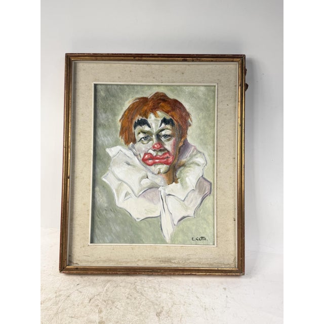 E. Gatto, Clown, 1960s, Oil on Canvas, Framed For Sale - Image 6 of 6