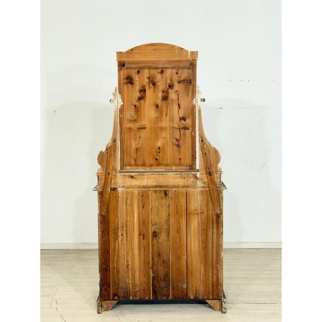 Antique Biedermeier Pine Brass Dressing Table with Mirror Attachment, 1900 For Sale - Image 9 of 10