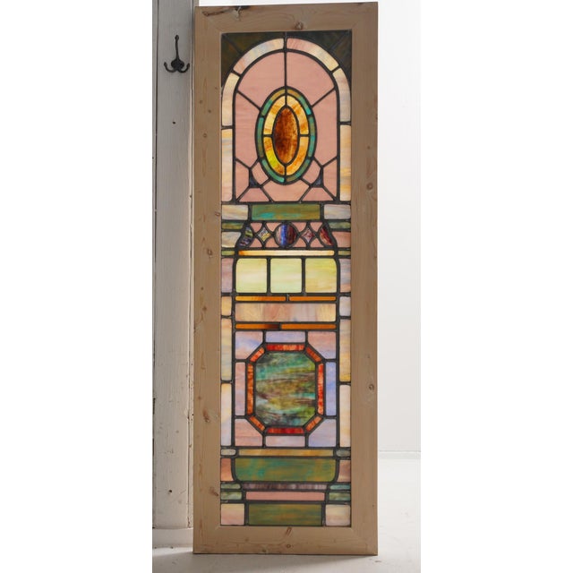 Gothic Set of Gothic Wood Framed Leaded Stained Glass Windows For Sale - Image 3 of 10