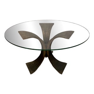 Brutalist Brass Side Table, 1980s For Sale