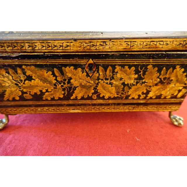 Tomb-Shaped Painted Oak Casket, 18th-19th Century For Sale - Image 3 of 11