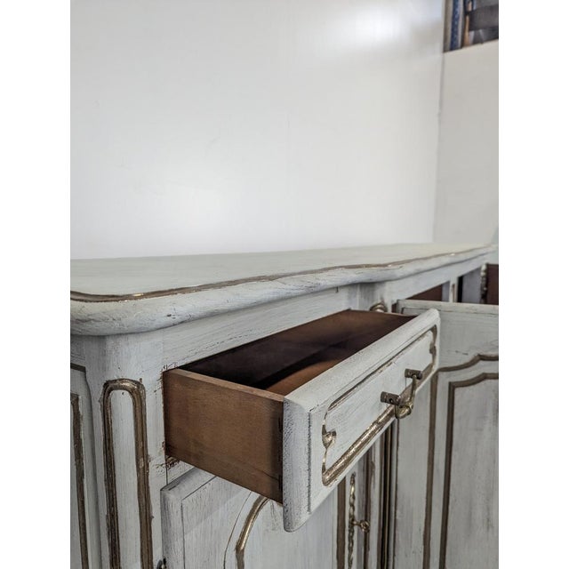 Wood Louis XV Style Painted and Gilded Sideboard For Sale - Image 7 of 8