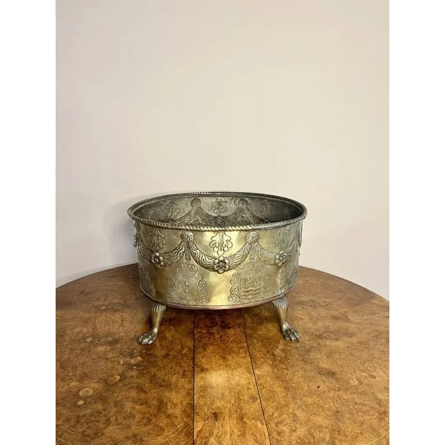 Fantastic quality brass antique Victorian Dutch coal bucket, having a quality embossed brass circular coal bucket raised...