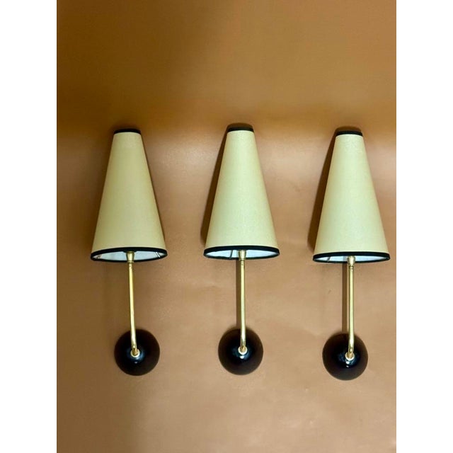 Wall Lights in the style of Jean Royere, 1950s, Set of 3 For Sale - Image 10 of 10