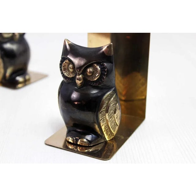 1970s Mid-Century Brass Owl Bookends, Set of 2 For Sale - Image 5 of 13