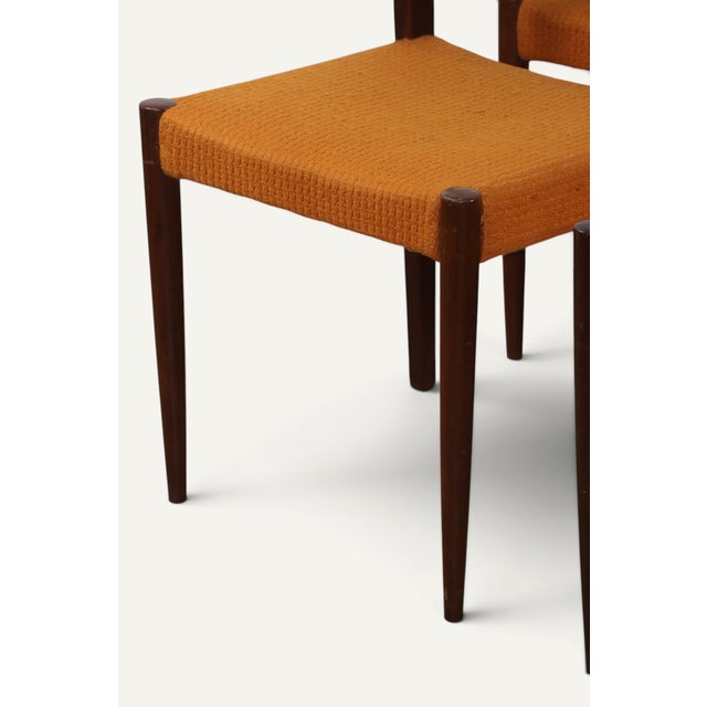 Vintage Teak and Orange Wool Chairs, 1960s, Set of 4 For Sale - Image 10 of 18
