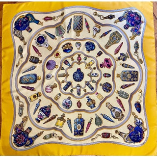 HERMÈS FLACONS Silk scarf 1988 designed by Baschet Catherine For Sale
