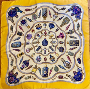 HERMÈS FLACONS Silk scarf 1988 designed by Baschet Catherine