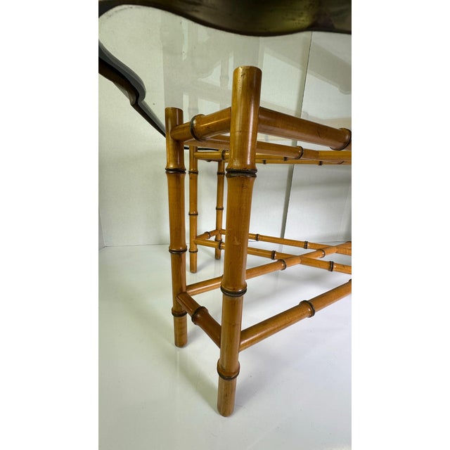 1970s 1970s Regency Style Faux Bamboo and Brass Coffee Table For Sale - Image 5 of 12