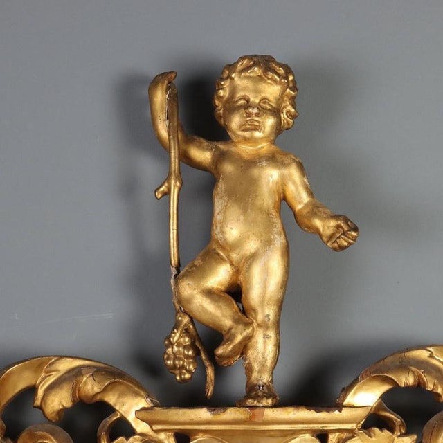 Baroque Mirror in Gilded Pine Wood For Sale - Image 4 of 15