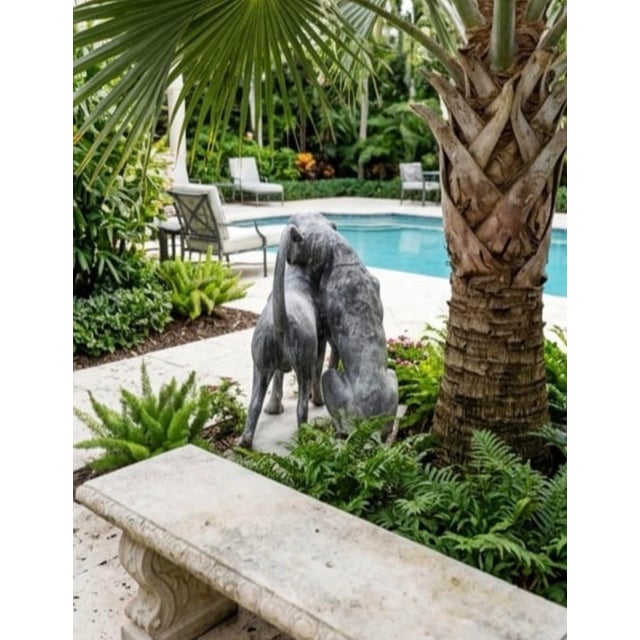 Large Vintage French-Style Cast Iron "Snuggling Dogs" Garden Statue For Sale - Image 11 of 12
