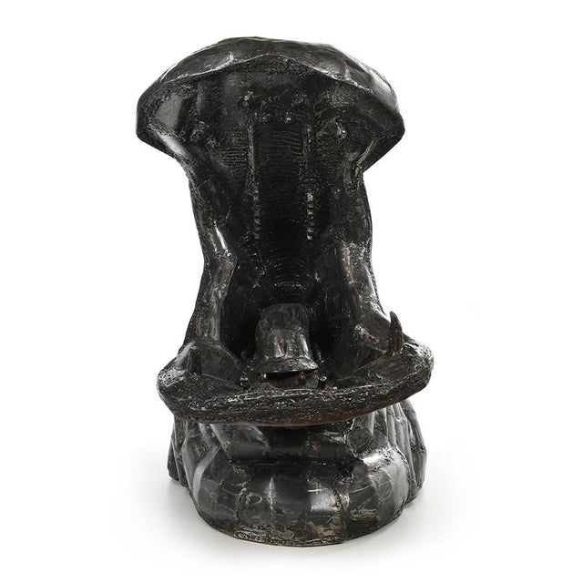 Large Sculpted Iron Cast Hippopotamus For Sale - Image 3 of 4