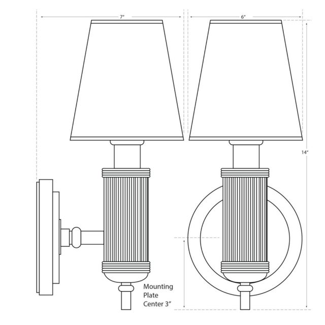 Modern Thomas O'Brien for Visual Comfort Signature Longacre Sconce in Polished Nickel with Linen Shade For Sale - Image 3 of 4