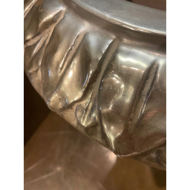 1990s Italian Hand Painted Ceramic Urn With Silver Leaf For Sale In Dallas - Image 6 of 12