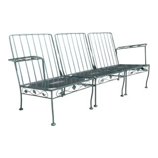 Vintage 74” Meadowcraft 3-Piece Modular Wrought Iron Garden Sofa For Sale