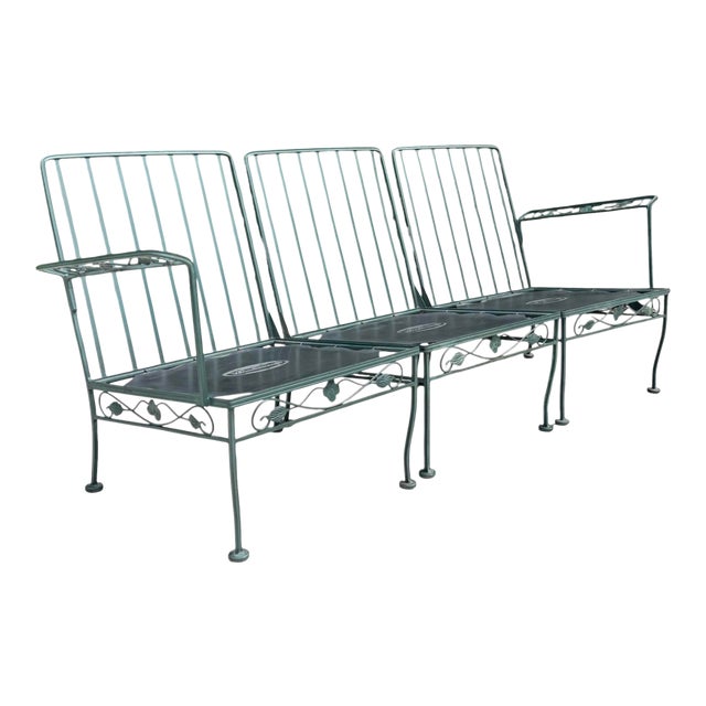 Vintage 74” Meadowcraft 3-Piece Modular Wrought Iron Garden Sofa For Sale