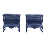 1970s Vintage French Style Blue Nightstands, a Pair For Sale