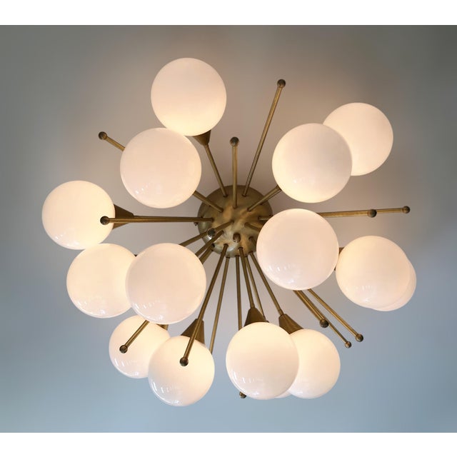 21st Century Mezzo Satin Brass Glossy White Murano Flush Mount by Fabio LTD For Sale - Image 6 of 8