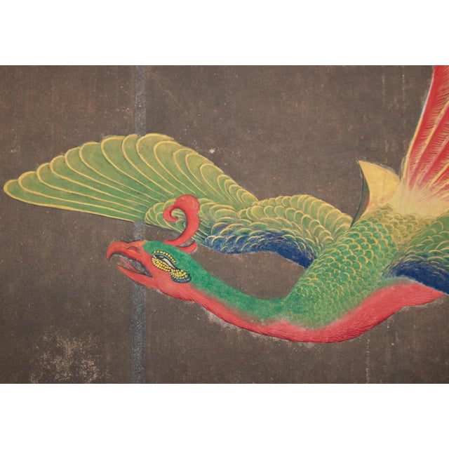 Large Meiji to Early Showa Japanese 8-Panel Painted Byobu Screen "Celestial Maiden" For Sale - Image 14 of 18