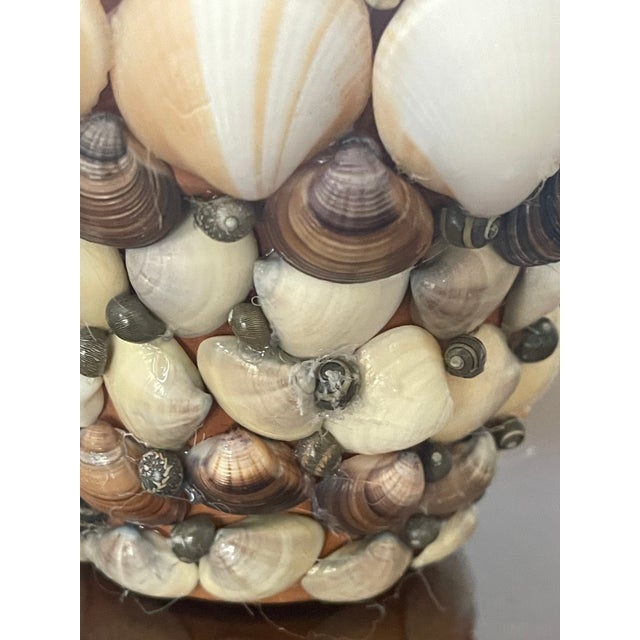 1970s Cute Coastal Pair of Small Sea Shell Encrusted Pots /Planters For Sale - Image 4 of 5