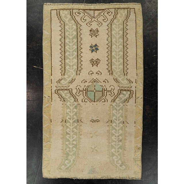 Tan Turkish Mini Rug Oriental Hand Knotted Vintage Rug 1'8" x 2'11" #21199 For Sale - Image 8 of 8