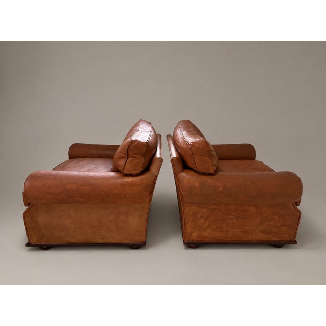 A rare pair of vintage club chairs designed by Ralph Lauren and manufactured by Henredon's Upholstery Division (High...