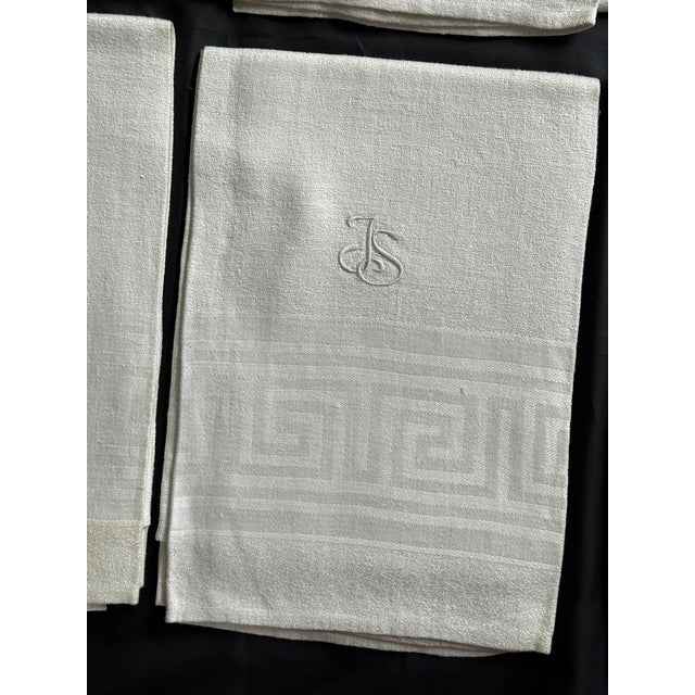 Antique French Linen Monogram Towel Set of 7 For Sale - Image 4 of 12
