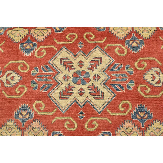Kazak Rug 8′ X 10’11” Red Wool Tribal Hand-Knotted Oriental Carpet For Sale In Philadelphia - Image 6 of 15