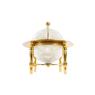 Dore Bronze / Cut Crystal Globe Shape Liquor Cave / Tantalus For Sale