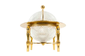 Dore Bronze / Cut Crystal Globe Shape Liquor Cave / Tantalus